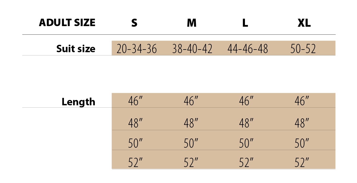 Mefoar Kittel size chart Brooklyn New York